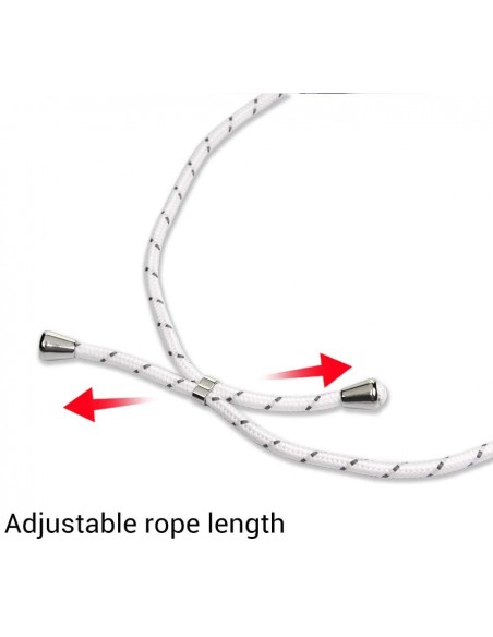 Cordón colgante universal con tarjeta para smartphone blanco líneas negras