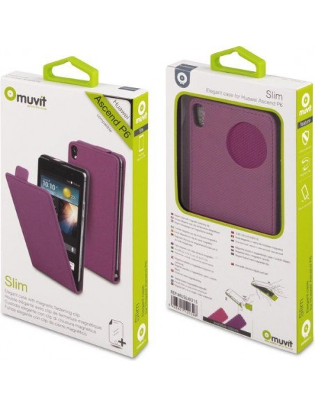 Funda tapa Huawei Ascend P6 morada + protector regalo