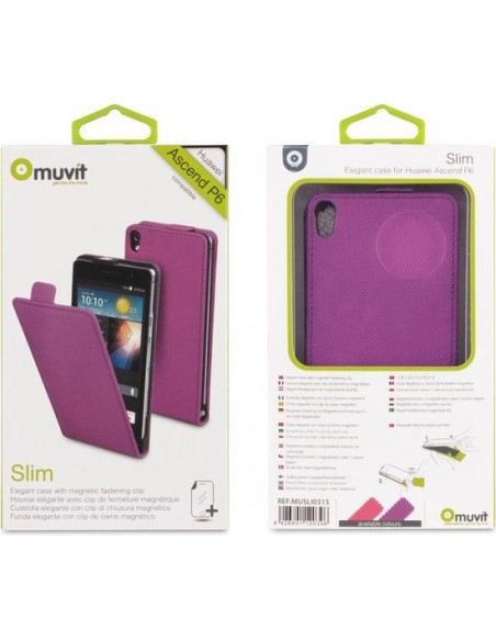 Funda tapa Huawei Ascend P6 morada + protector regalo
