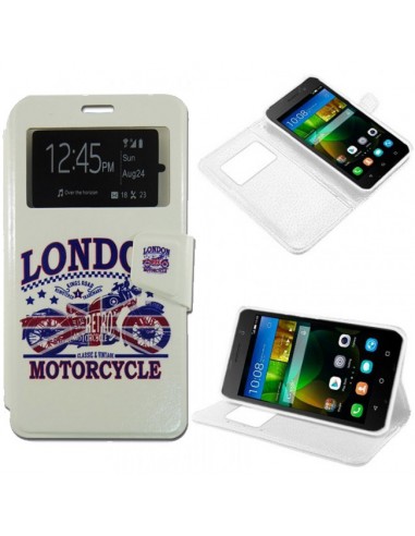 Funda libro soporte TPU Huawei Y3 / Y360 diseño London Motorcycle