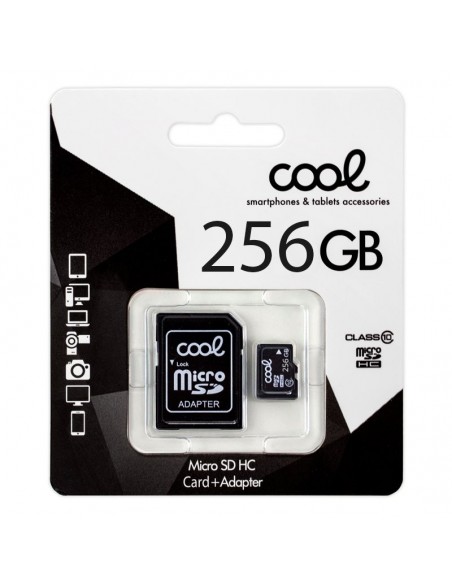 Tarjeta memoria microSD con adaptador 256 GB COOL (Clase 10)
