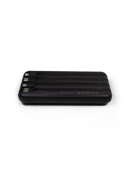 Batería externa universal Power Bank 10.000 mAh + carga inalámbrica Qi (4 conexiones) negra