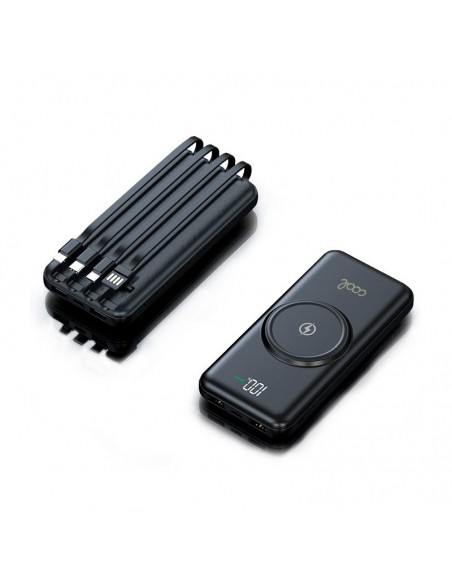 Batería externa universal Power Bank 10.000 mAh + carga inalámbrica Qi (4 conexiones) negra