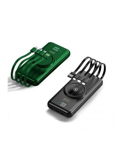 Batería externa universal Power Bank 10.000 mAh + carga inalámbrica Qi (4 conexiones) negra