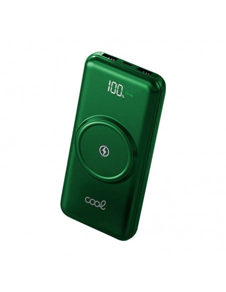 Batería externa universal Power Bank 10.000 mAh + carga inalámbrica Qi (4 conexiones) verde