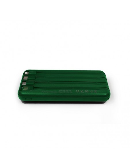 Batería externa universal Power Bank 10.000 mAh + carga inalámbrica Qi (4 conexiones) verde