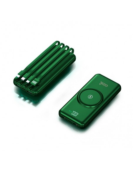 Batería externa universal Power Bank 10.000 mAh + carga inalámbrica Qi (4 conexiones) verde