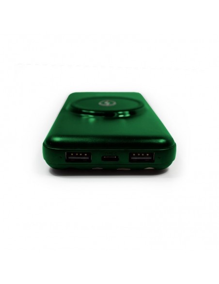 Batería externa universal Power Bank 10.000 mAh + carga inalámbrica Qi (4 conexiones) verde