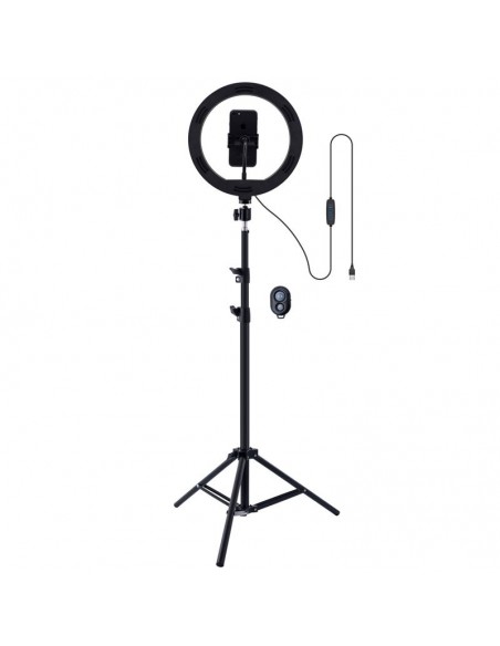 Soporte trípode (180 cm) con aro de luz LED COOL + mando Bluetooth