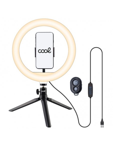 Soporte sobremesa (50 cm) con aro de luz LED COOL + mando Bluetooth