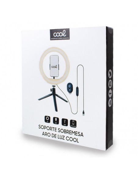 Soporte sobremesa (50 cm) con aro de luz LED COOL + mando Bluetooth