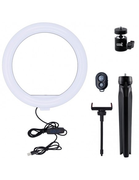 Soporte sobremesa (50 cm) con aro de luz LED COOL + mando Bluetooth