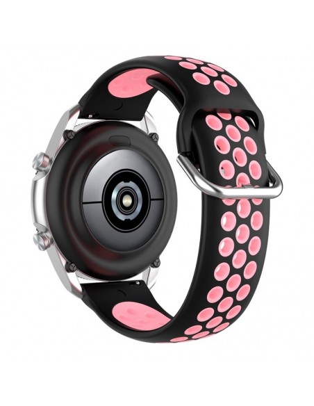 Correa universal 20mm Amazfit Bip / GTS / Bip Lite / Huawei / Samsung / COOL Oslo goma negra y rosa