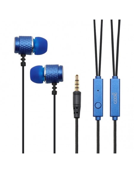 Auriculares Jack 3,5 mm COOL metalizado estéreo con micro azules