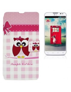 Funda libro soporte LG L65 / L70 diseño Búho lazo rosa