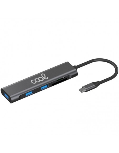 Hub USB tipo C universal COOL 5 en 1 aluminio (3 x USB 3.0 + SD + Micro SD)