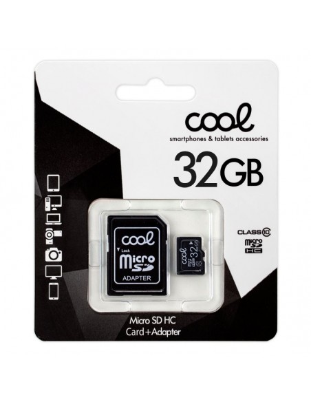 Tarjeta memoria microSD con adaptador 32 GB COOL (Clase 10)