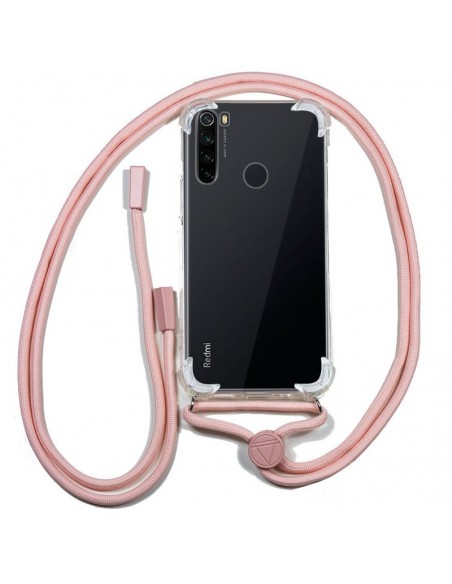 Carcasa TPU transparente Xiaomi Redmi Note 8 / Note 8 2021 cordón rosa