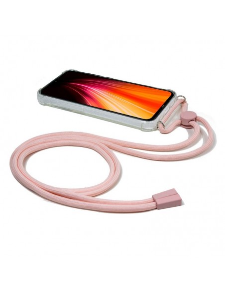 Carcasa TPU transparente Xiaomi Redmi Note 8 / Note 8 2021 cordón rosa
