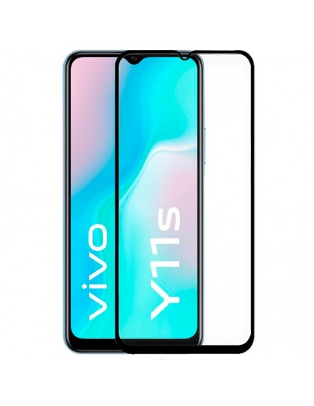 Protector pantalla vidrio templado Vivo Y11s / Y20s / Y21 / Y21s / Y33s negro (Pegado total 3D)