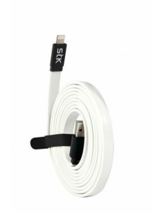 Cable plano USB a lightning homologado 'Made for iPhone' STK para iPhone / iPad / iPod (2 metros) blanco