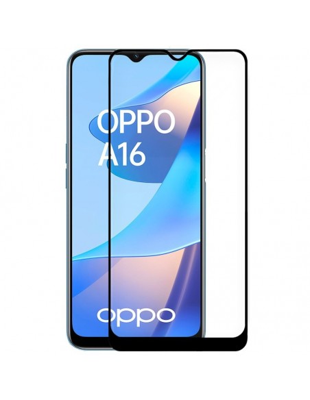 Protector pantalla vidrio templado Oppo A16 / A16s /A54s negro (Pegado total 3D)