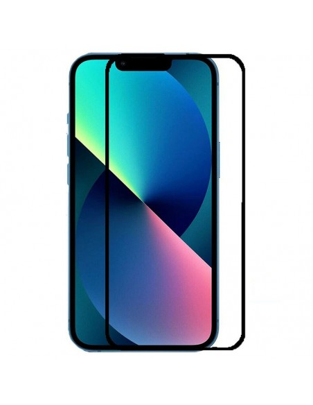 Protector pantalla vidrio templado iPhone 13 mini negro (Pegado total 3D)