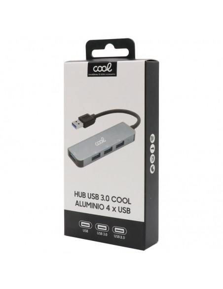 Hub USB universal COOL 4 puertos USB (2.0 / 3.0) aluminio gris