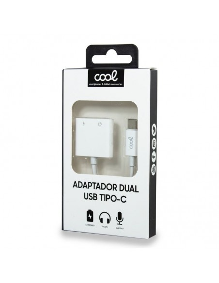 Adaptador COOL dual USB tipo C (Auriculares + carga) digital