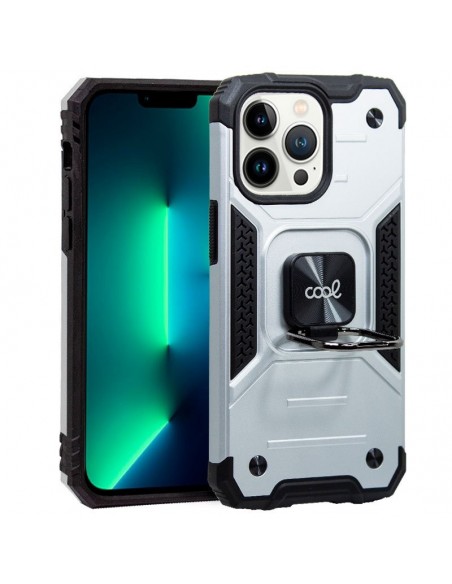 Carcasa reforzada cama TPU iPhone 13 Pro anilla plata