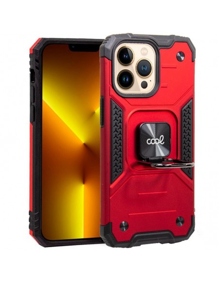 Carcasa reforzada cama TPU iPhone 13 Pro Max anilla roja