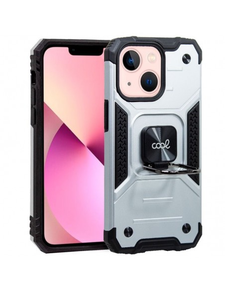 Carcasa reforzada cama TPU iPhone 13 anilla plata