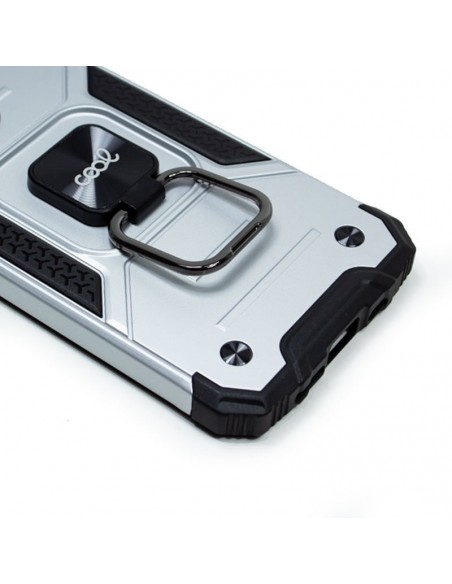 Carcasa reforzada cama TPU iPhone 13 anilla plata