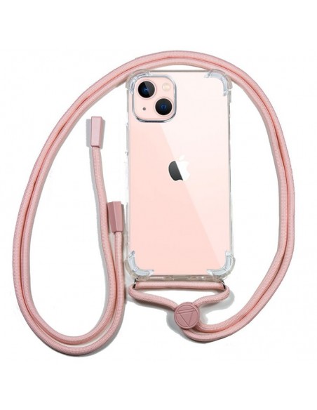 Carcasa TPU transparente iPhone 13 cordón rosa