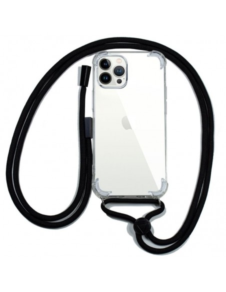 Carcasa TPU transparente iPhone 13 Pro cordón negro
