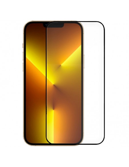 Protector pantalla vidrio templado iPhone 13 Pro Max negro (Pegado total 3D)