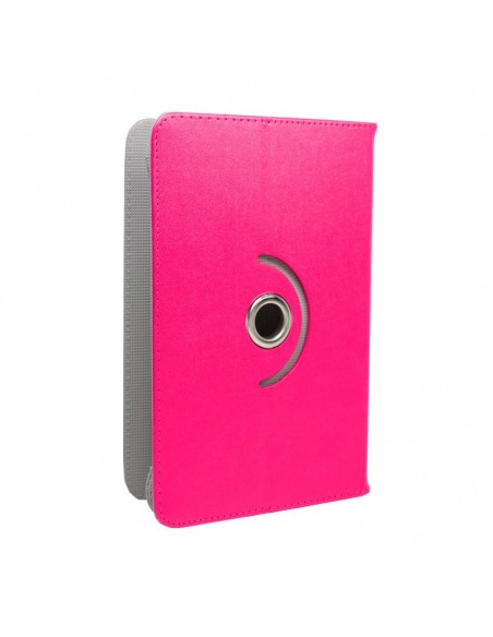 Funda polipiel soporte giratorio universal tablets 7 pulgadas rosa