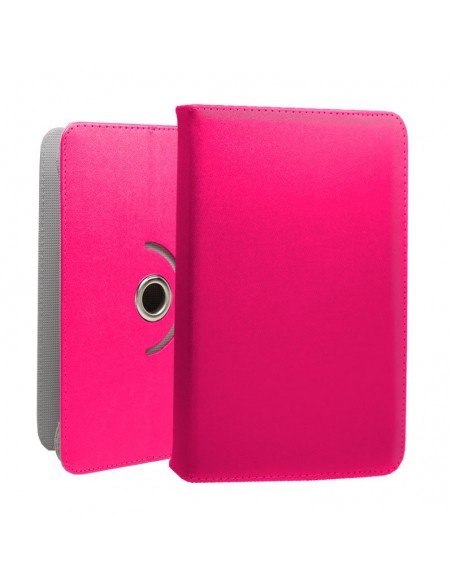 Funda polipiel soporte giratorio universal tablets 7 pulgadas rosa