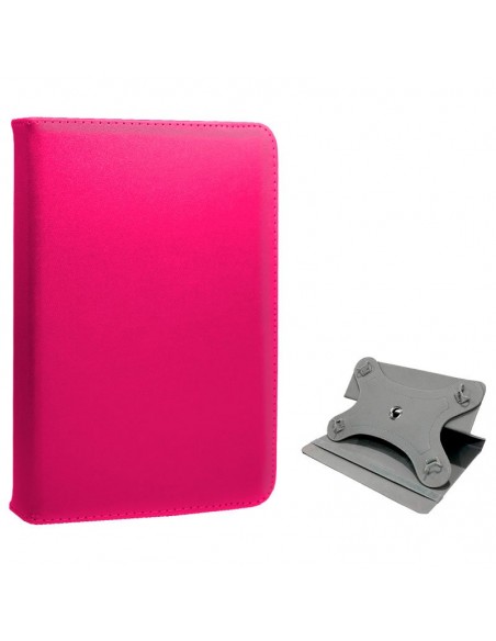 Funda polipiel soporte giratorio universal tablets 7 pulgadas rosa