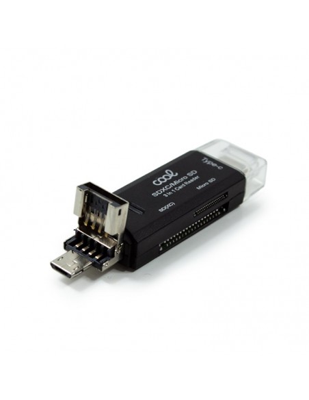 Lector tarjetas de memoria universal COOL 3 en 1 (Tipo C / microUSB / USB)