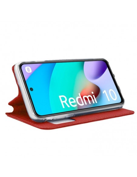 Funda libro soporte TPU Xiaomi Redmi 10 roja