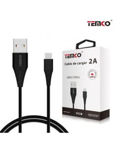 Cable USB compatible universal 2 A (Tipo C) 25 cm negro