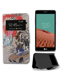 Funda libro soporte TPU LG L Bello 2 (X150) diseño Coche Leopardo