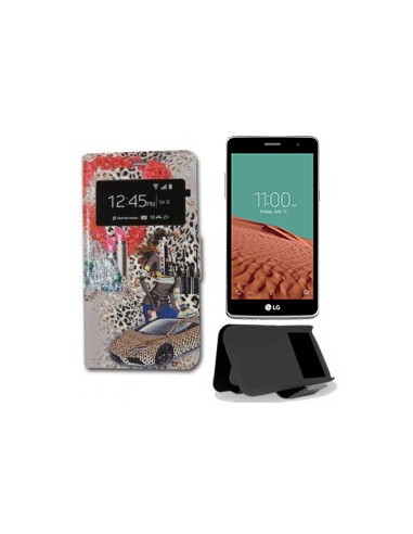 Funda libro soporte TPU LG L Bello 2 (X150) diseño Coche Leopardo