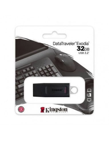 Pendrive 32GB USB 3.2 DataTraveler Exodia llaver negro y blanco