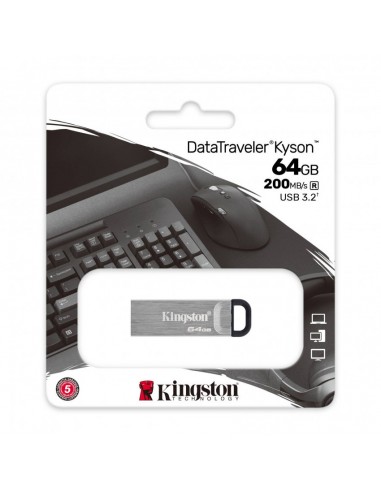 Pendrive 64GB USB 3.2 DataTraveler Kyson llavero metálico