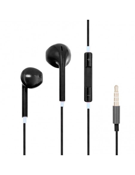Auriculares universales Jack 3,5 mm estéreo con micro y cajita negros