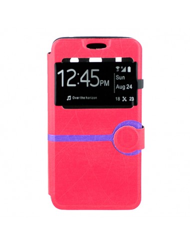 Funda libro soporte TPU LG G3 roja diseño hebras banda morada