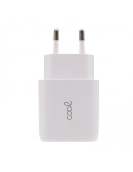Cargador de red universal carga rápida (PD) doble toma tipo C / USB Cool (20W) blanco