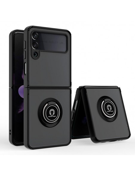 Carcasa reforzada cama TPU Samsung F926 Galaxy Z Flip 3 negra con anilla